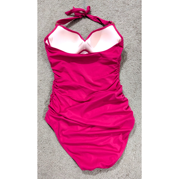 Victoria's Secret sz 8B Halter One Piece Swimsuit lined underwire ruched 0107 - Picture 4 of 5